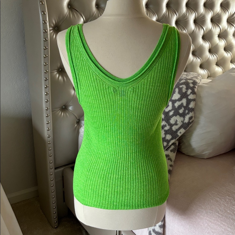 J. Crew Bright Green Ribbed Sweater Tank - Picture 2 of 5